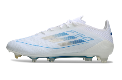 Men's Adidas F50 Elite FG Firm Ground Low-Tops Football Boots - White/Silver/Blue
