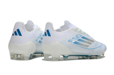 Men's Adidas F50 Elite FG Firm Ground Low-Tops Football Boots - White/Silver/Blue