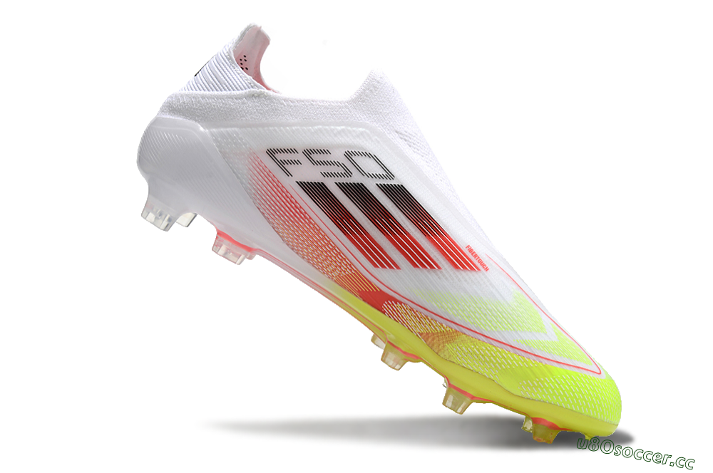 Men's Adidas F50 Elite Laceless FG Firm Ground Low-Tops Football Boots - White/Yellow/Red 4