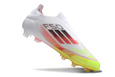 Men's Adidas F50 Elite Laceless FG Firm Ground Low-Tops Football Boots - White/Yellow/Red
