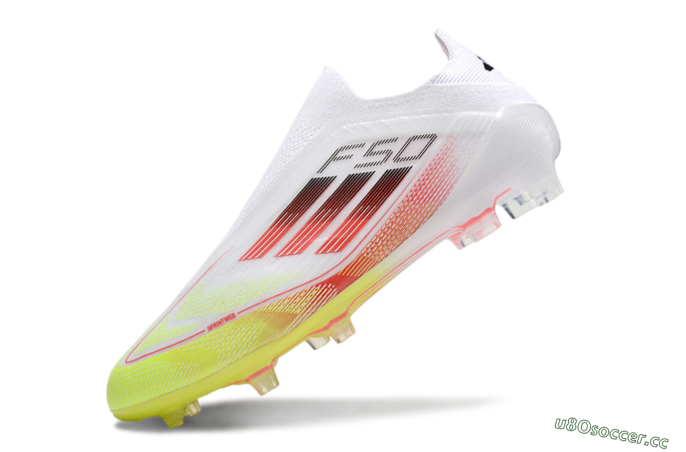 Men's Adidas F50 Elite Laceless FG Firm Ground Low-Tops Football Boots - White/Yellow/Red 5