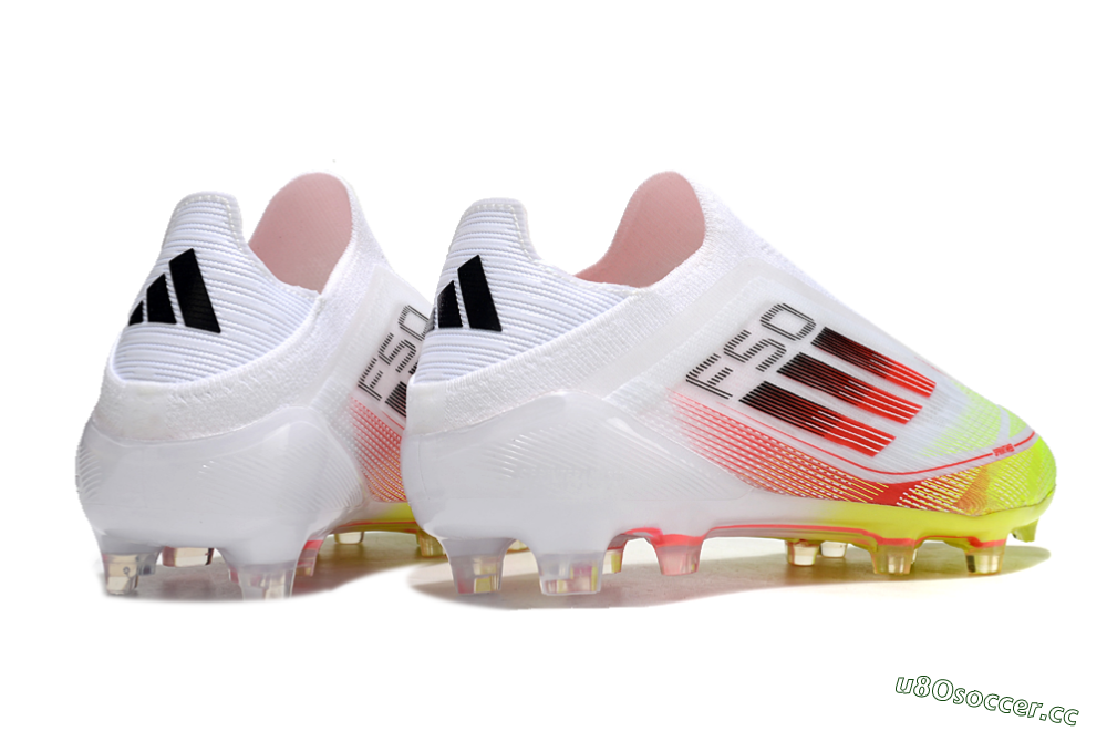 Men's Adidas F50 Elite Laceless FG Firm Ground Low-Tops Football Boots - White/Yellow/Red 6