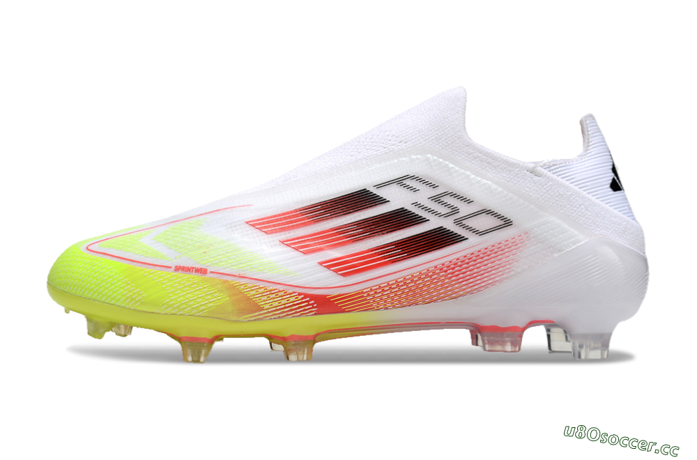 Men's Adidas F50 Elite Laceless FG Firm Ground Low-Tops Football Boots - White/Yellow/Red 0