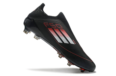 Men's Adidas F50 Elite Laceless FG Firm Ground Low-Tops Football Boots - Black/White/Red