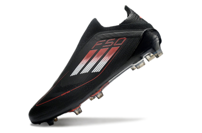 Men's Adidas F50 Elite Laceless FG Firm Ground Low-Tops Football Boots - Black/White/Red