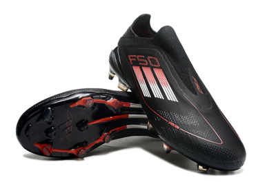 Men's Adidas F50 Elite Laceless FG Firm Ground Low-Tops Football Boots - Black/White/Red