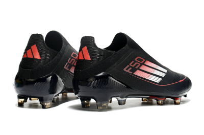 Men's Adidas F50 Elite Laceless FG Firm Ground Low-Tops Football Boots - Black/White/Red