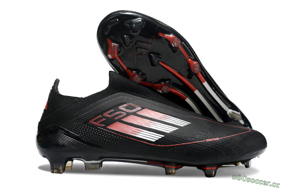 Men's Adidas F50 Elite Laceless FG Firm Ground Low-Tops Football Boots - Black/White/Red 2