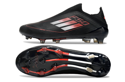 Men's Adidas F50 Elite Laceless FG Firm Ground Low-Tops Football Boots - Black/White/Red