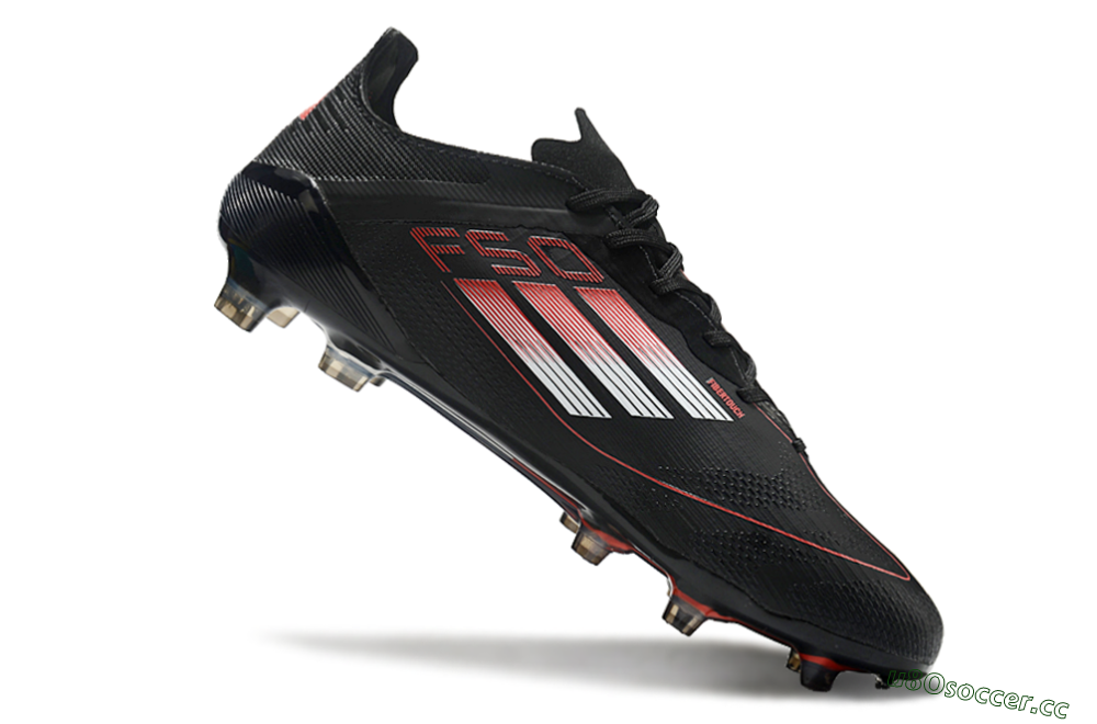 Men's Adidas F50 Eltie FG Firm Ground Low-Tops Football Boots - Black/White/Red 4