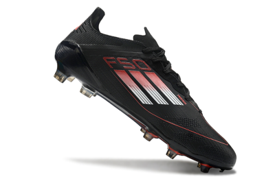 Men's Adidas F50 Eltie FG Firm Ground Low-Tops Football Boots - Black/White/Red