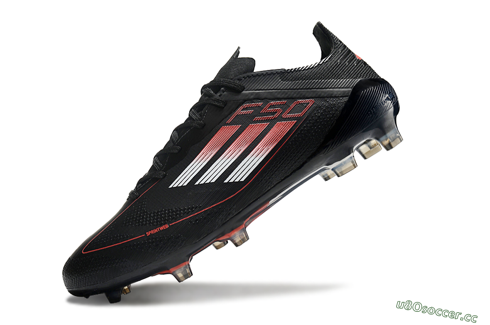 Men's Adidas F50 Eltie FG Firm Ground Low-Tops Football Boots - Black/White/Red 5