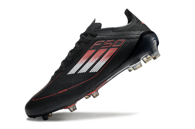 Men's Adidas F50 Eltie FG Firm Ground Low-Tops Football Boots - Black/White/Red
