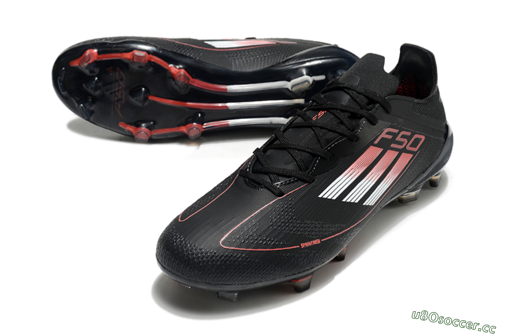 Men's Adidas F50 Eltie FG Firm Ground Low-Tops Football Boots - Black/White/Red 3