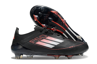 Men's Adidas F50 Eltie FG Firm Ground Low-Tops Football Boots - Black/White/Red