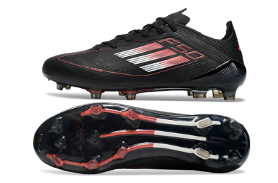 Men's Adidas F50 Eltie FG Firm Ground Low-Tops Football Boots - Black/White/Red