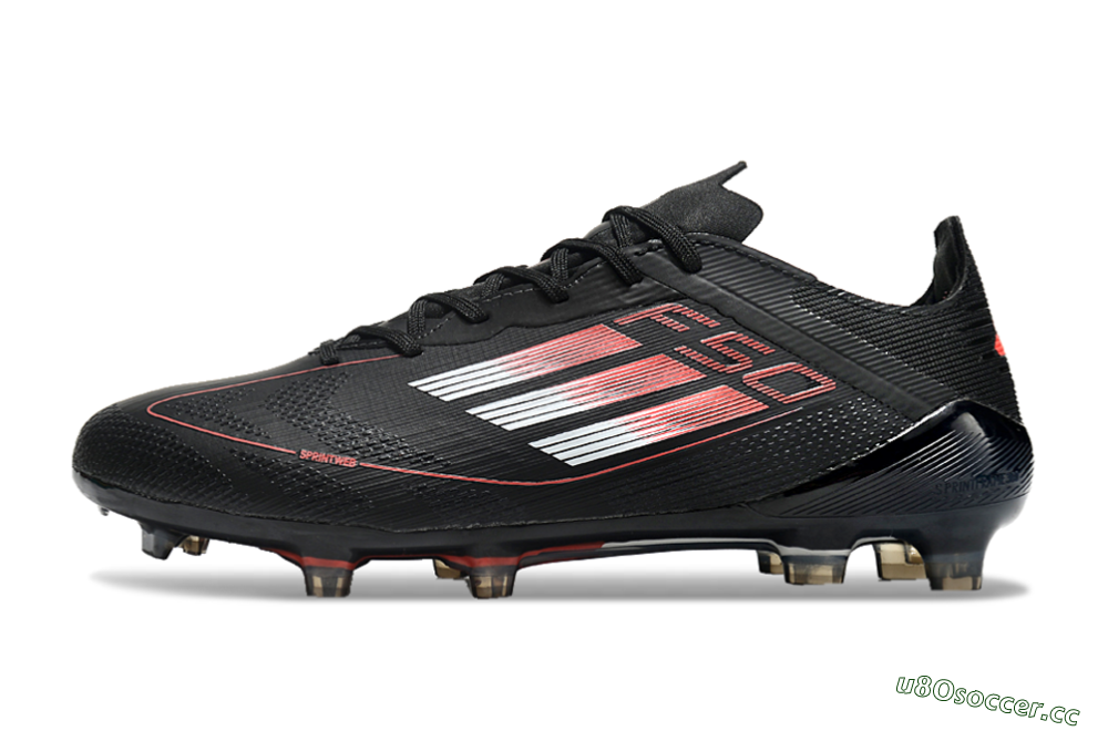 Men's Adidas F50 Eltie FG Firm Ground Low-Tops Football Boots - Black/White/Red 0