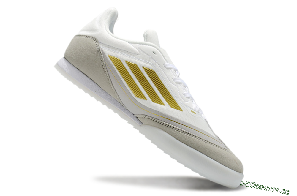 Men's Messi Adizero F50 Freestyle IC Indoor & Futsal Low-Tops Football Shoes - White/Grey/Gold 4