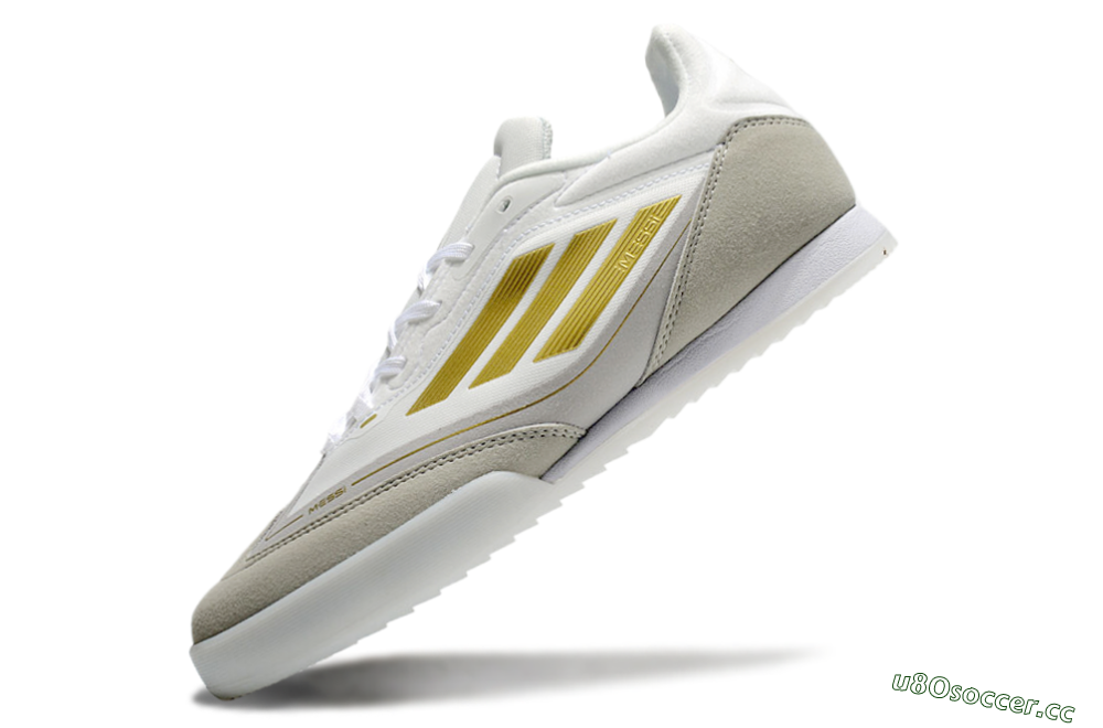 Men's Messi Adizero F50 Freestyle IC Indoor & Futsal Low-Tops Football Shoes - White/Grey/Gold 5
