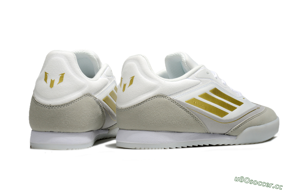 Men's Messi Adizero F50 Freestyle IC Indoor & Futsal Low-Tops Football Shoes - White/Grey/Gold 6