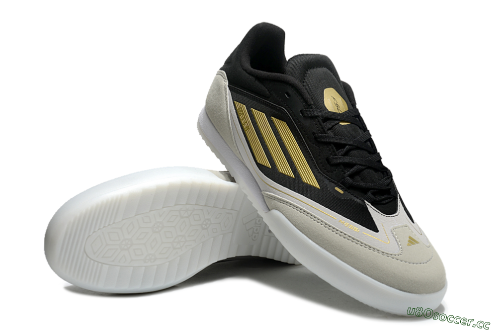Men's Messi Adizero F50 Freestyle IC Indoor & Futsal Low-Tops Football Shoes - Grey/Black/Gold 3