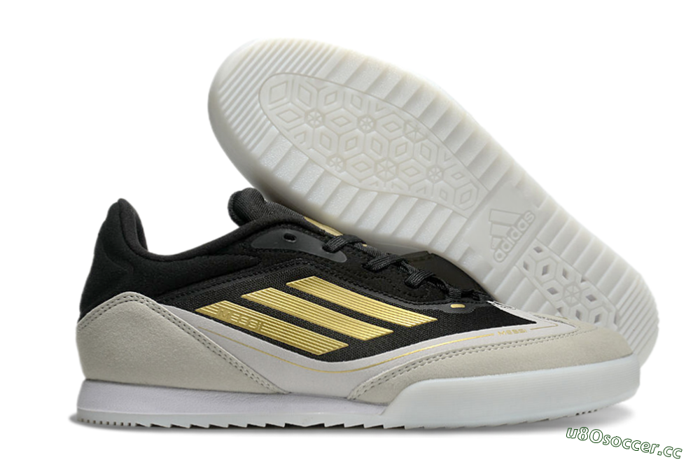 Men's Messi Adizero F50 Freestyle IC Indoor & Futsal Low-Tops Football Shoes - Grey/Black/Gold 2