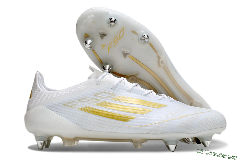 Men's Adidas F50 Elite SG Soft Ground Low-Tops Football Boots - White/Gold/Silver 2