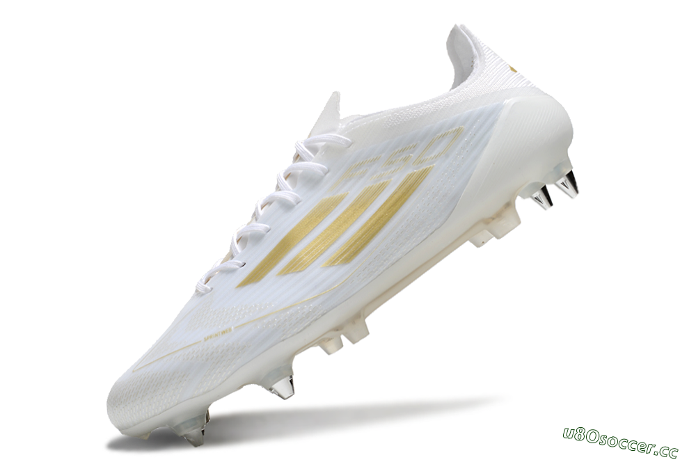 Men's Adidas F50 Elite SG Soft Ground Low-Tops Football Boots - White/Gold/Silver 5