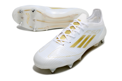 Men's Adidas F50 Elite SG Soft Ground Low-Tops Football Boots - White/Gold/Silver
