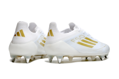 Men's Adidas F50 Elite SG Soft Ground Low-Tops Football Boots - White/Gold/Silver
