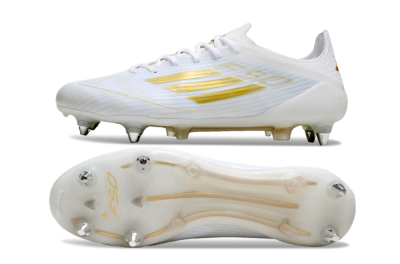 Men's Adidas F50 Elite SG Soft Ground Low-Tops Football Boots - White/Gold/Silver