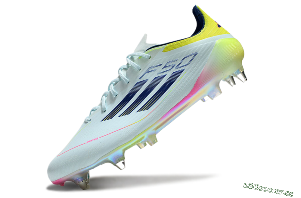 Men's Adidas F50 Elite SG Soft Ground Low-Tops Football Boots - Jade/Yellow/Pink/Gold 5