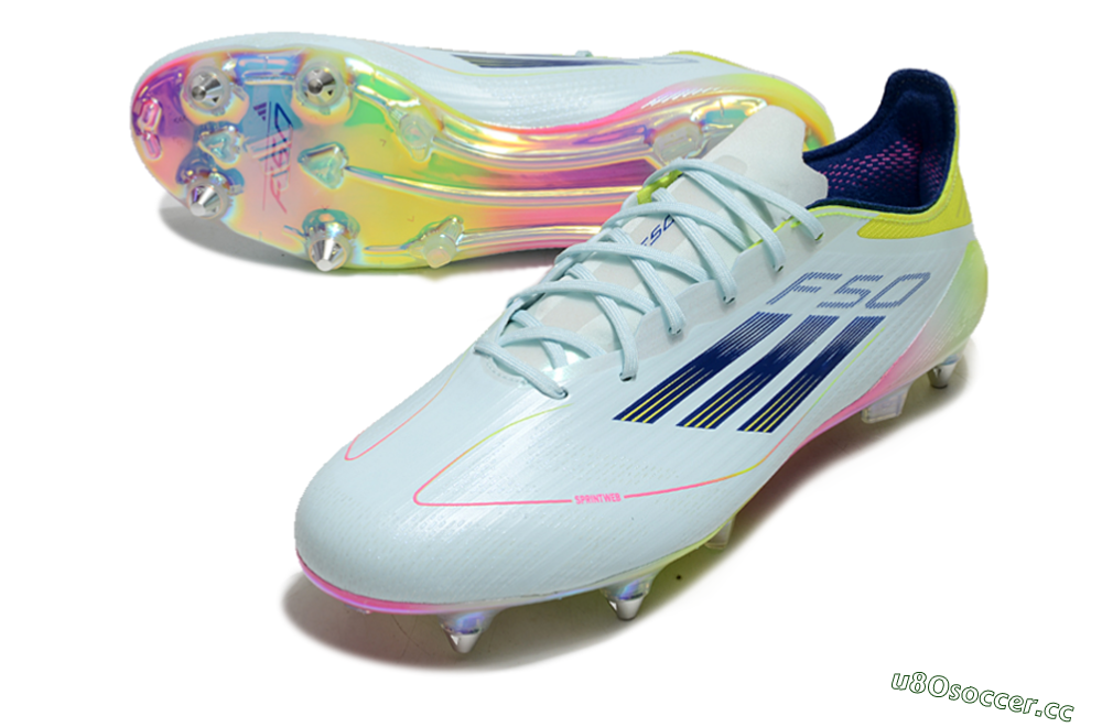 Men's Adidas F50 Elite SG Soft Ground Low-Tops Football Boots - Jade/Yellow/Pink/Gold 3