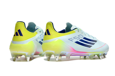 Men's Adidas F50 Elite SG Soft Ground Low-Tops Football Boots - Jade/Yellow/Pink/Gold