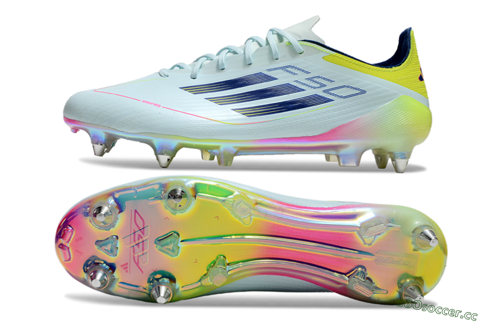 Men's Adidas F50 Elite SG Soft Ground Low-Tops Football Boots - Jade/Yellow/Pink/Gold 1
