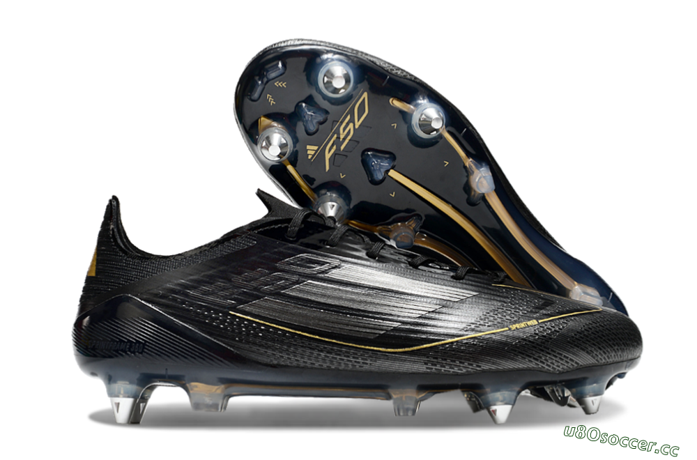 Men's Adidas F50 Elite SG Soft Ground Low-Tops Football Boots - Black/Gold/Silver 2
