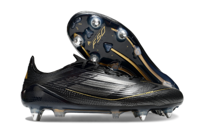 Men's Adidas F50 Elite SG Soft Ground Low-Tops Football Boots - Black/Gold/Silver
