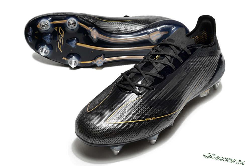 Men's Adidas F50 Elite SG Soft Ground Low-Tops Football Boots - Black/Gold/Silver 3