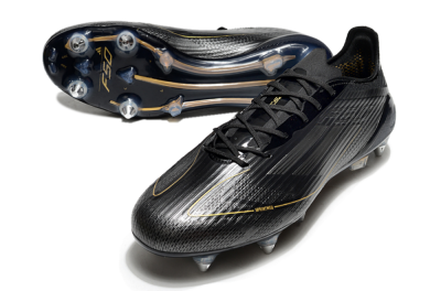 Men's Adidas F50 Elite SG Soft Ground Low-Tops Football Boots - Black/Gold/Silver