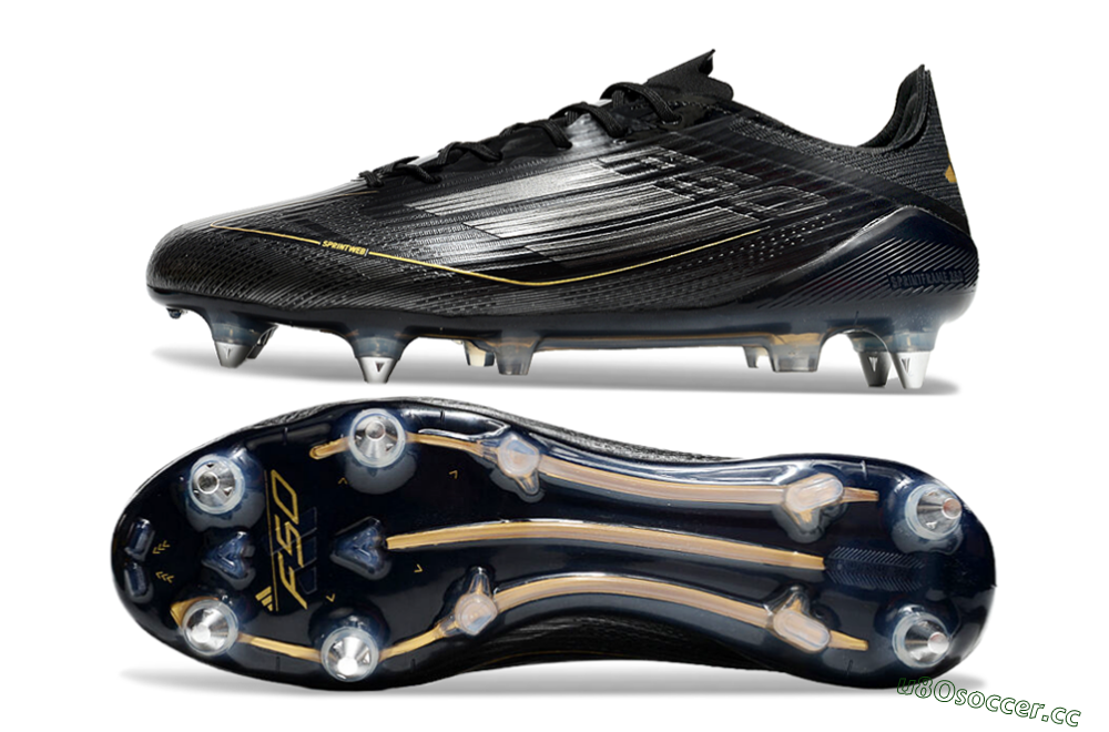 Men's Adidas F50 Elite SG Soft Ground Low-Tops Football Boots - Black/Gold/Silver 1