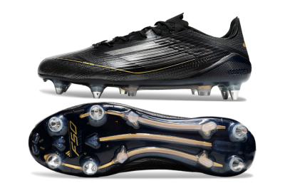 Men's Adidas F50 Elite SG Soft Ground Low-Tops Football Boots - Black/Gold/Silver