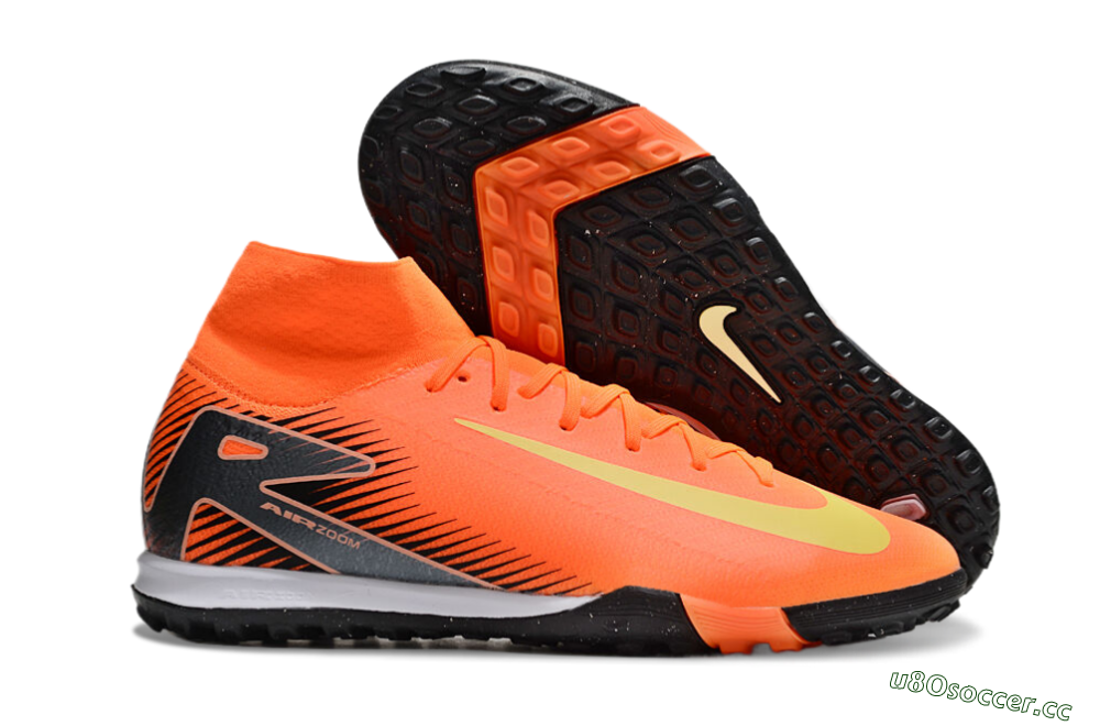 Men's Nike Air Zoom Mercurial Superfly 10 Elite TF Artificial Turf High-Tops Football Shoes - Red/Yellow/Black 2