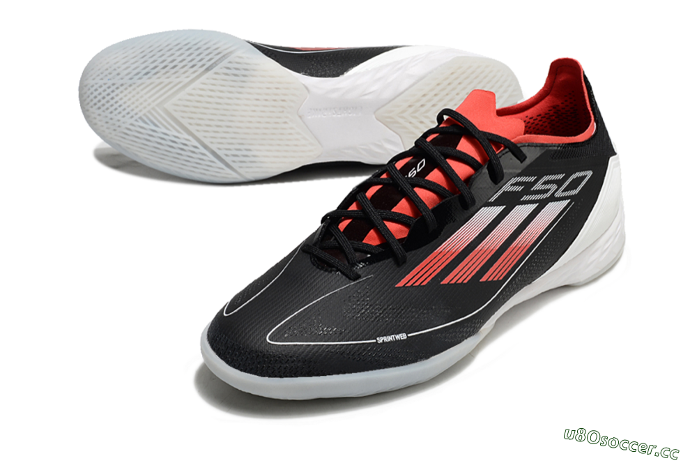 Men's Adidas F50 Pro IC Indoor & Futsal Low-Tops Football Shoes - Black/Red/White 3