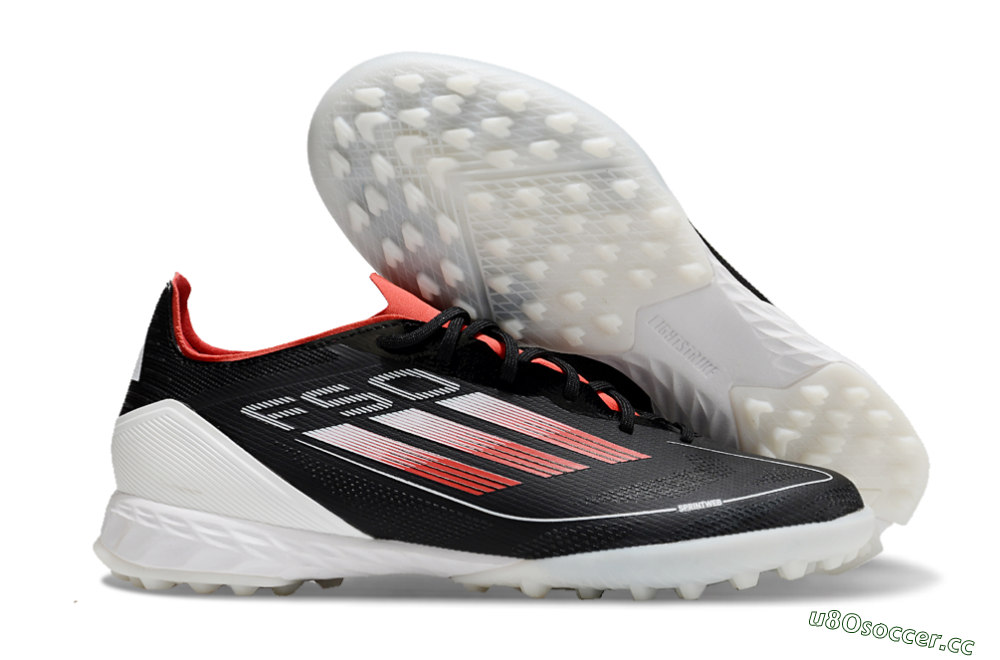 Men's Adidas F50 Pro TF Artificial Turf Low-Tops Football Shoes - Black/Red/White 2