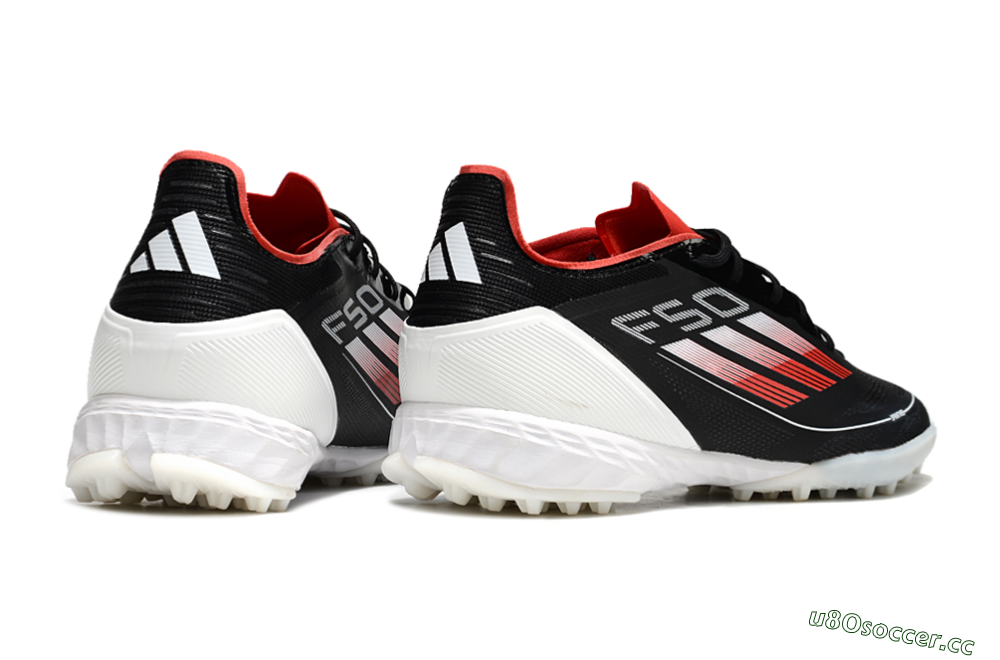 Men's Adidas F50 Pro TF Artificial Turf Low-Tops Football Shoes - Black/Red/White 6
