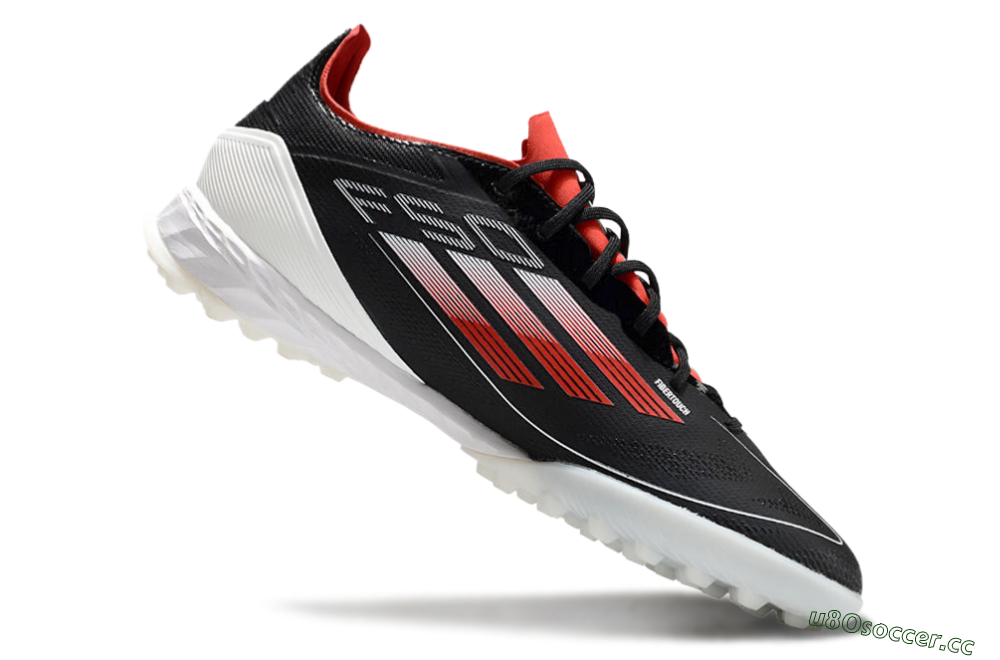 Men's Adidas F50 Pro TF Artificial Turf Low-Tops Football Shoes - Black/Red/White 4