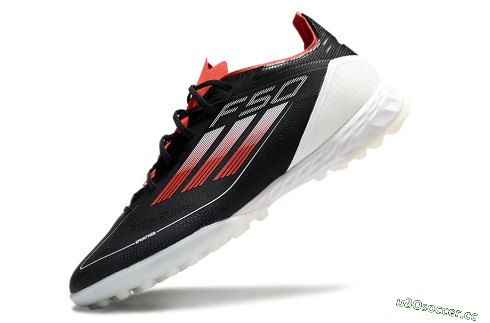 Men's Adidas F50 Pro TF Artificial Turf Low-Tops Football Shoes - Black/Red/White 5