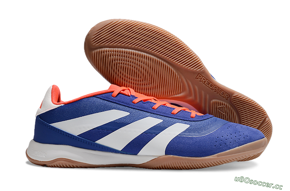 Men's Adidas Predator 24 Elite IC Indoor & Futsal Low-Tops Football Shoes - Blue/White/Brown 2