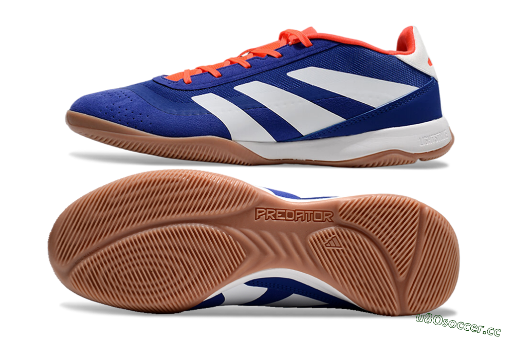 Men's Adidas Predator 24 Elite IC Indoor & Futsal Low-Tops Football Shoes - Blue/White/Brown 1