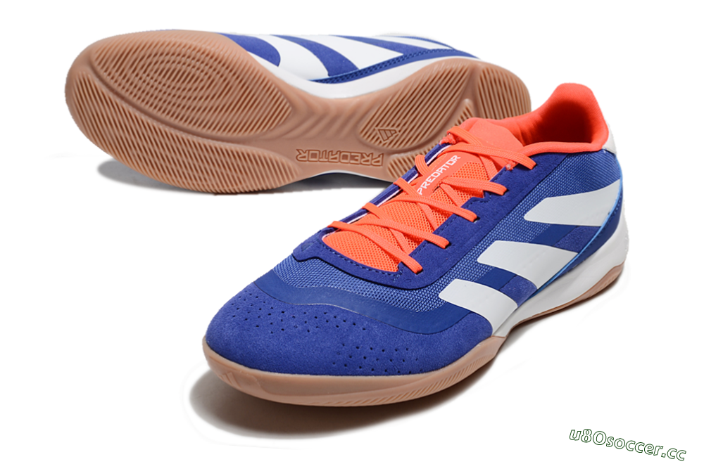 Men's Adidas Predator 24 Elite IC Indoor & Futsal Low-Tops Football Shoes - Blue/White/Brown 3